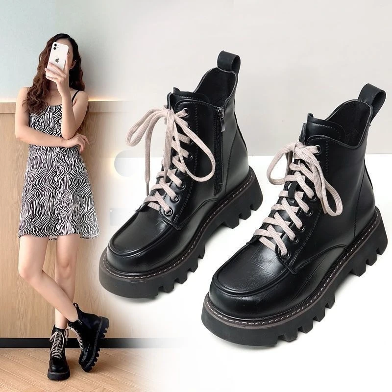 马丁靴女厚底百搭爆款短靴2023新款英伦风女靴子时尚百搭甜酷单靴