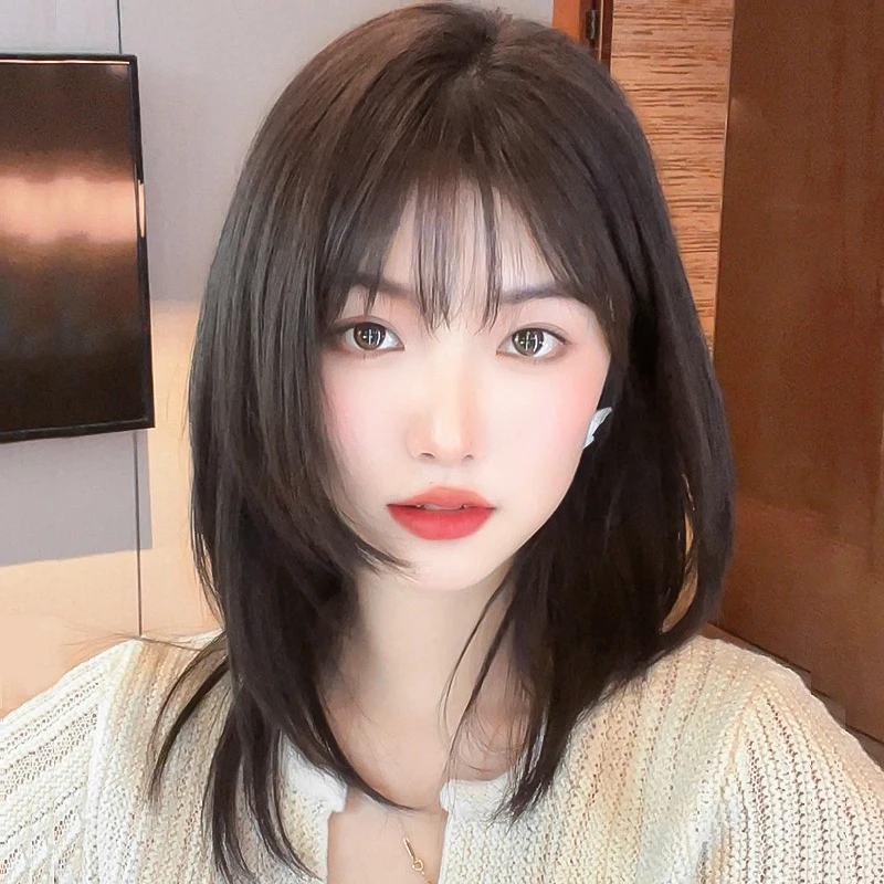 假发真发全真人发自然短发全头套女新款波波头锁骨整顶假发套长发