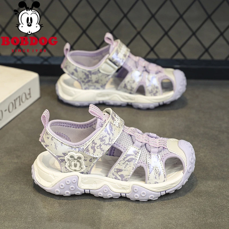 巴布豆女童凉鞋2025夏季新款网面运动儿童潮鞋女孩软底包头沙滩鞋