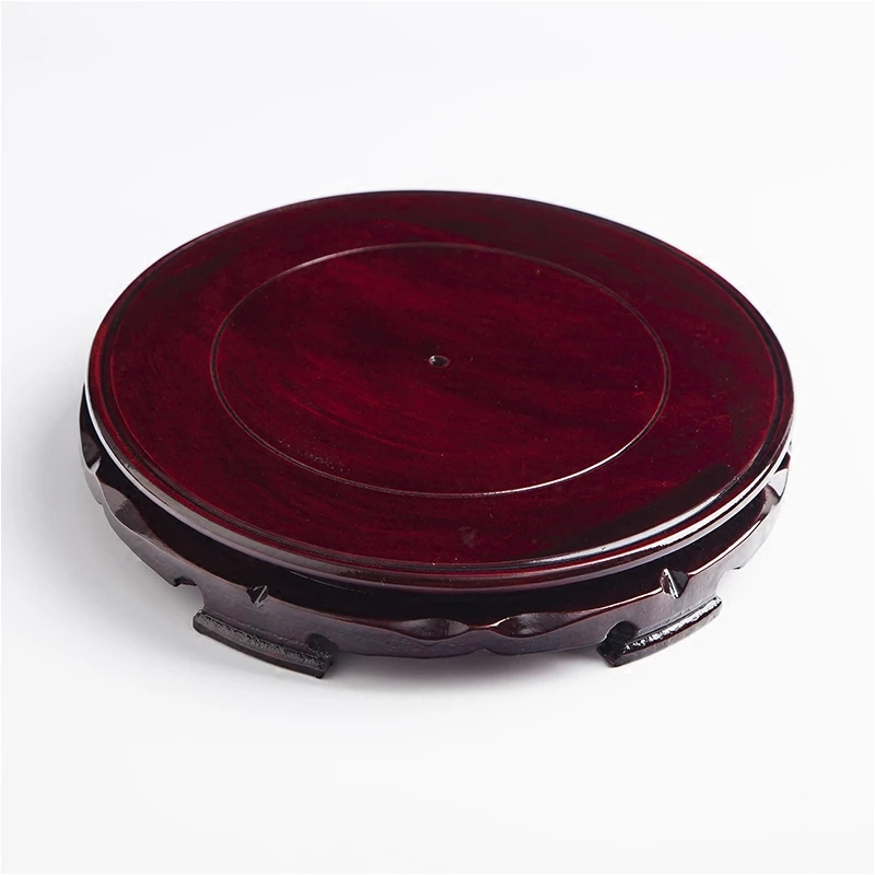 陶瓷缸旋转木制底座陶瓷缸陶瓷盆底座直径23厘米 高度4厘米