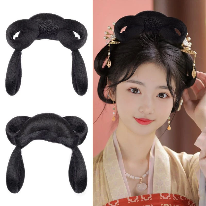 古装汉服古风假发包一体式懒人发箍蝴蝶结发髻盘发造型日常垫发包
