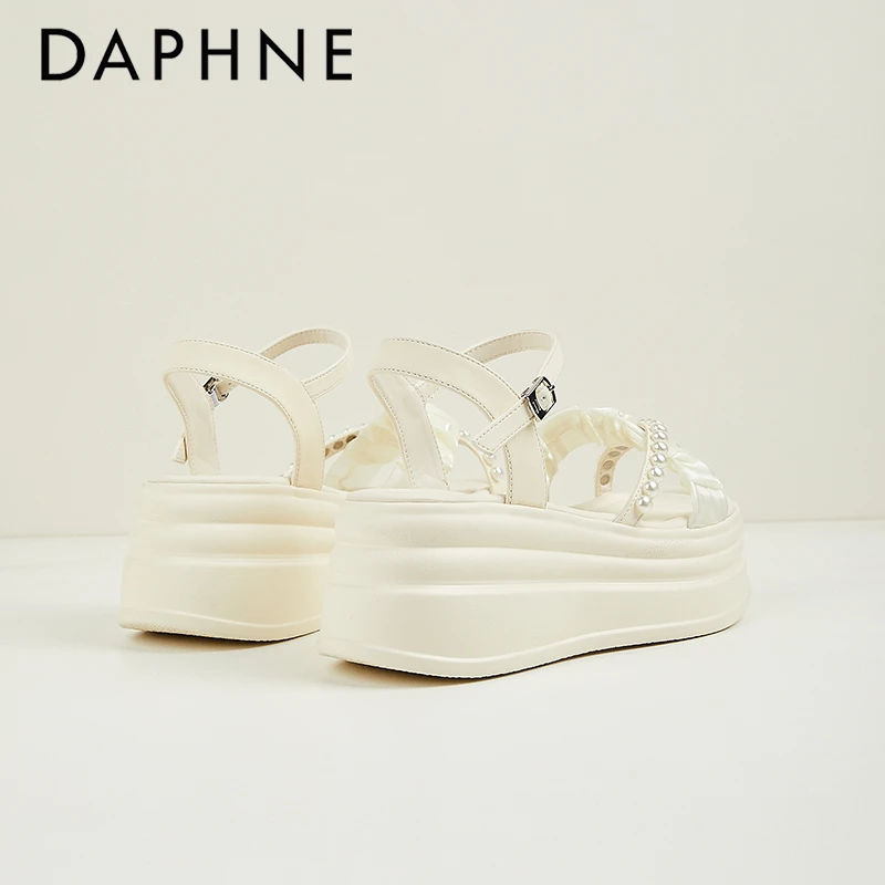 达芙妮网红增高厚底凉鞋女2025夏季新款外穿百搭露趾罗马沙滩鞋子