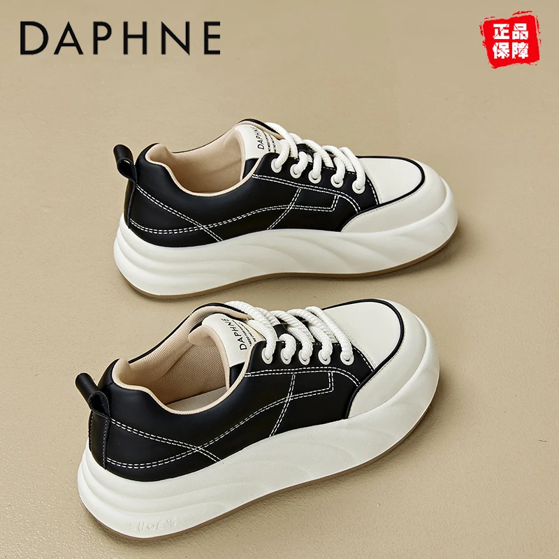 达芙妮阔腿裤专用鞋子女2025爆款配裙子万能旅游鞋百搭厚底小白鞋