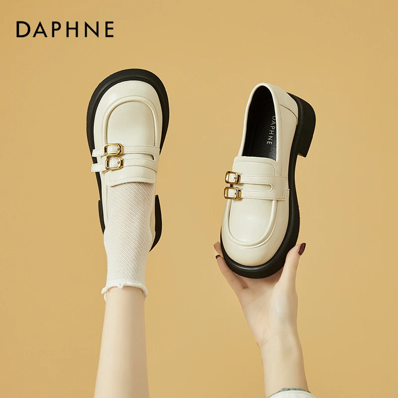 达芙妮小皮鞋女圆头厚底乐福鞋2025年黑色夏季百搭配裙子玛丽珍鞋