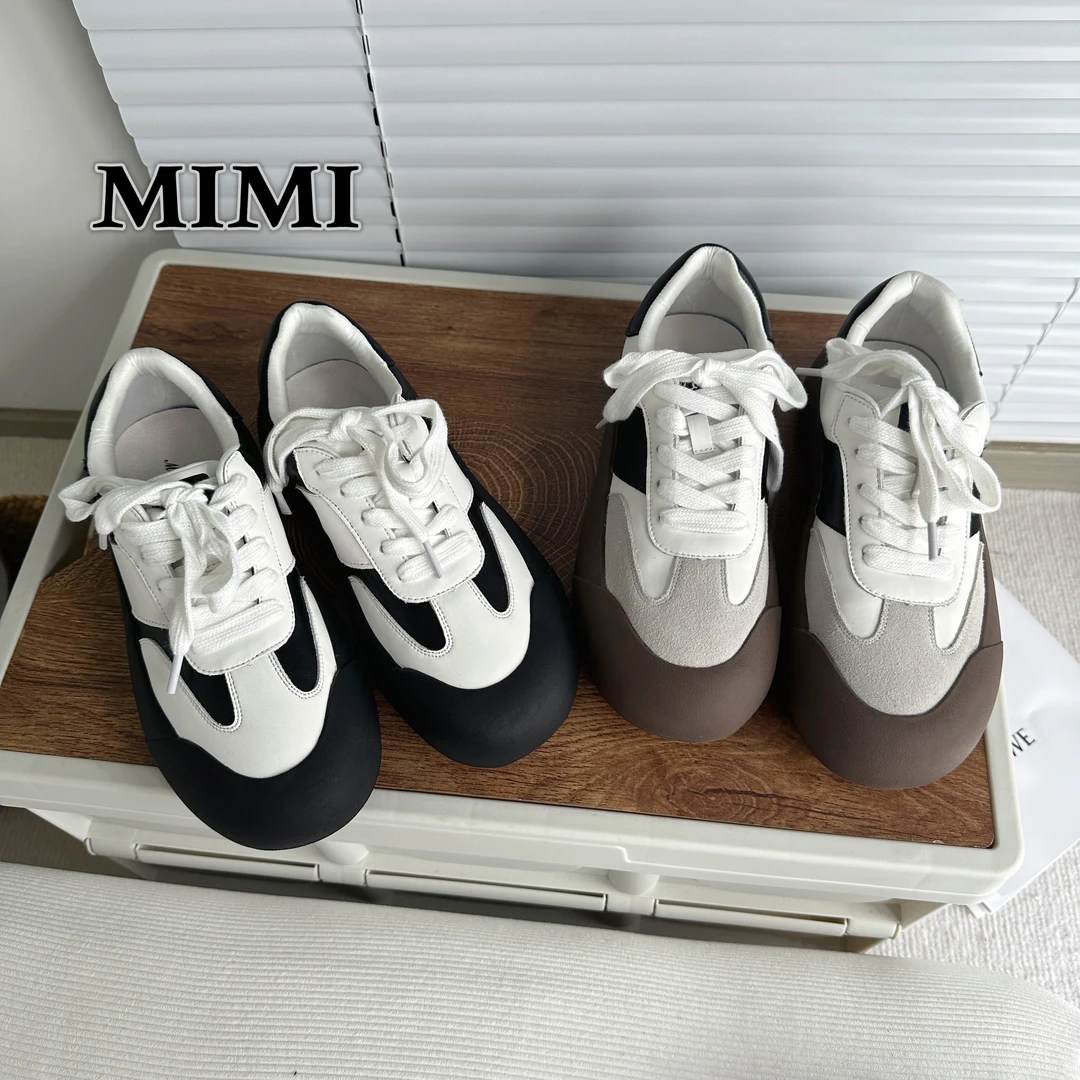 【MIMI】白敬亭同款蓬蓬鞋女夏季拼色圆头大头鞋百搭厚底德训鞋