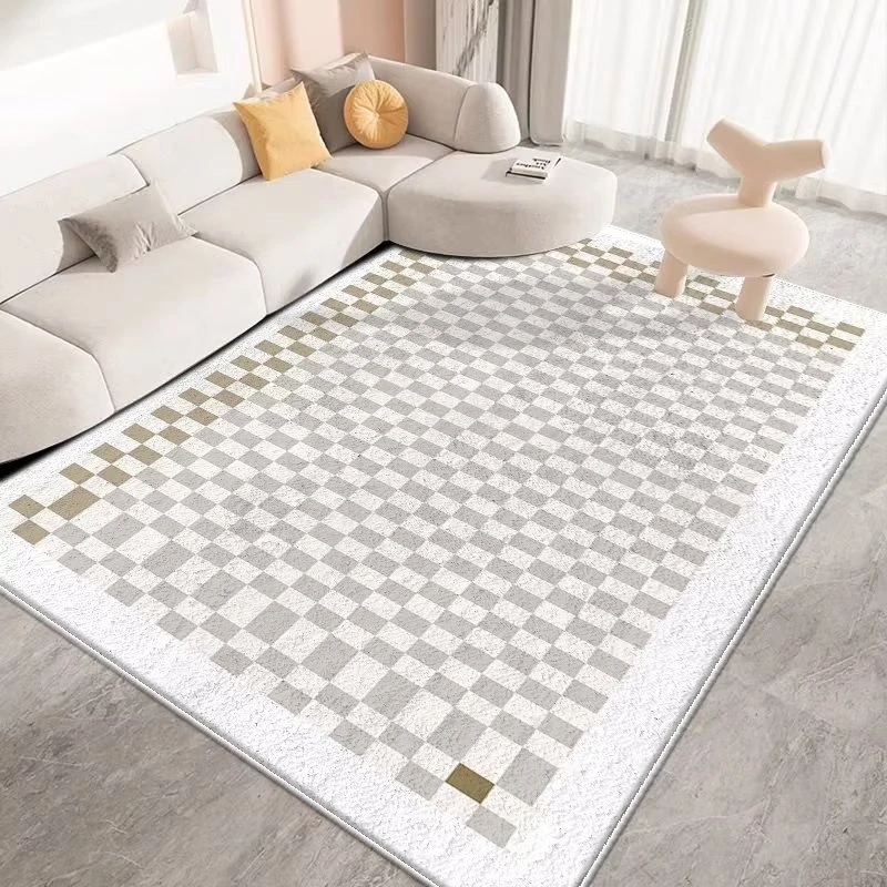 xinshang/鑫尚地毯茶几卧室简约轻奢加厚家用大面积棋盘格
