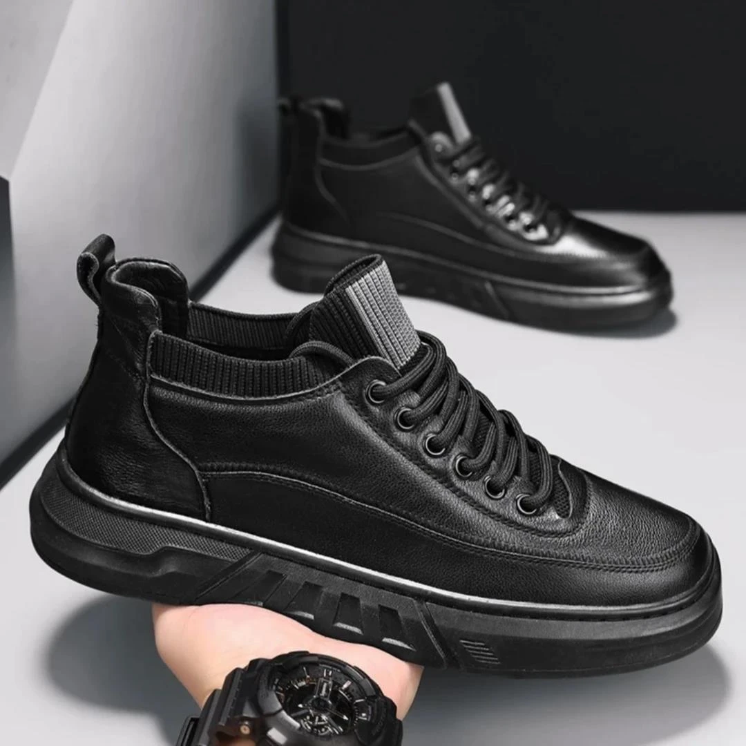 男鞋2024秋冬新款马丁靴时尚百搭休闲鞋软底软面透气防滑耐磨皮鞋