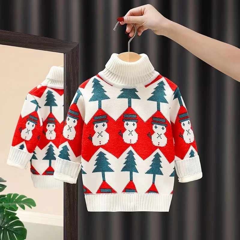 现货48小时发女童毛衣2024新款秋冬装女宝宝儿童套头高领打底衫