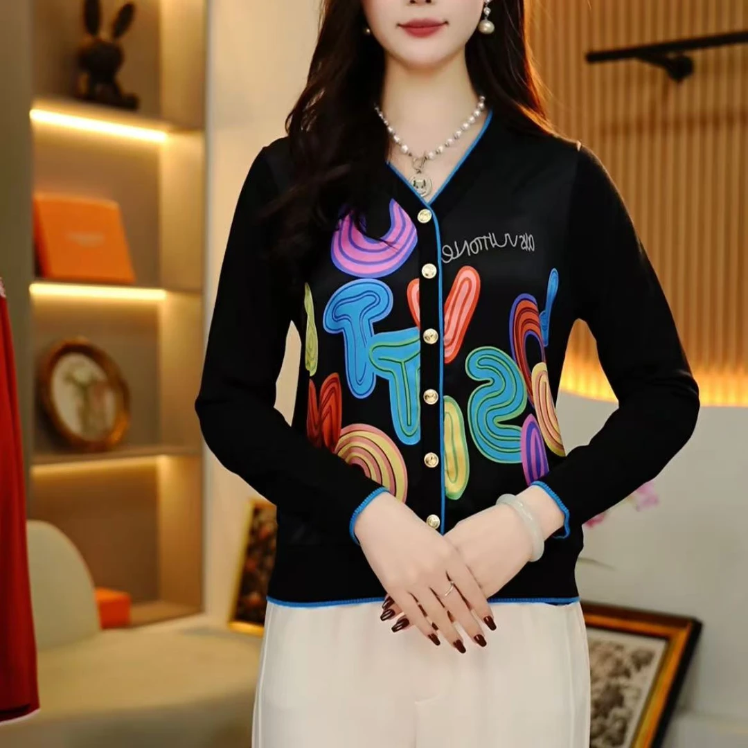 【666】2025春季时尚显瘦百搭减龄洋气女士高端轻奢印花外套-279