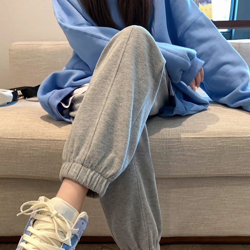 运动裤女春秋冬天加绒小个子穿搭束脚显瘦休闲裤宽松百搭卫裤子