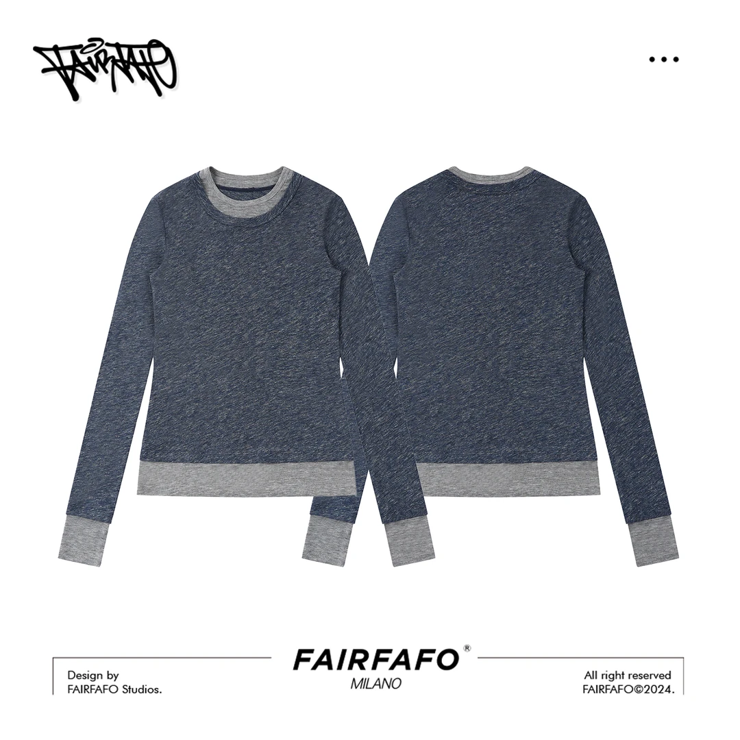 FAIRFAFO林肉肉【撞色打底衫】莱赛尔CXCL49017长袖运动针织时尚