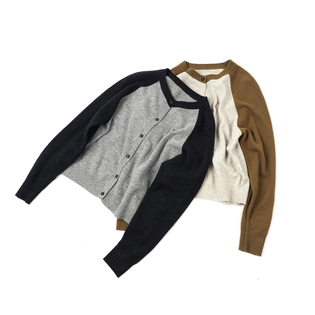 林肉肉【撞色圆领针织开衫】100绵羊毛TG24MY846