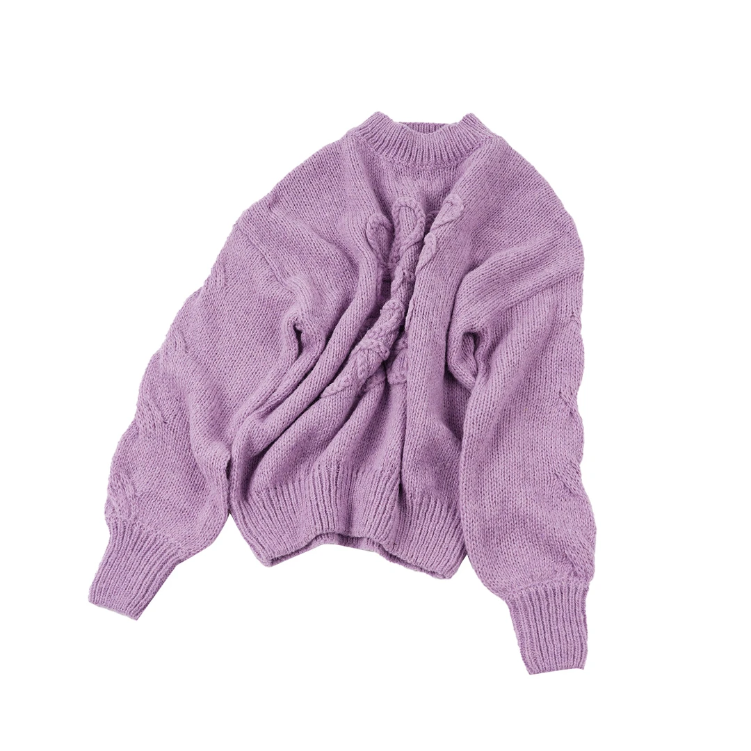 【时尚立体线条毛衣】绵羊毛YS24MY859宽松纯色慵懒风秋冬温柔毛衣