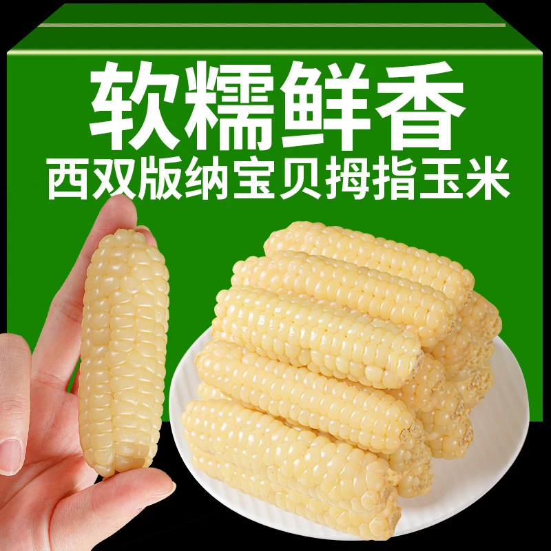 西双版纳拇指小玉米新鲜加热即食香甜软糯玉米非转基因食用玉米棒