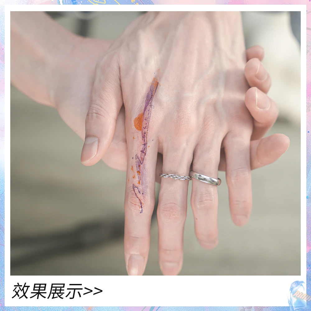 拉丁文唯美彩色防水不反光草本果汁纹身贴