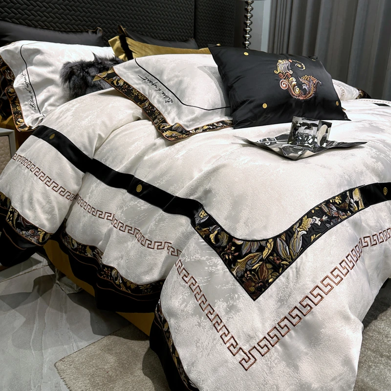 BOMIAN/铂眠重磅刺绣高端四件套奢华床单床盖款长绒棉床上用品