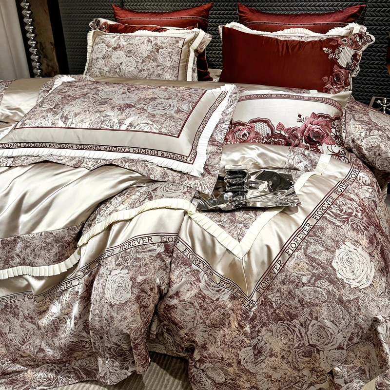 BOMIAN/铂眠【小香风】奢华高精密床品贡缎提花四件套床盖四件套