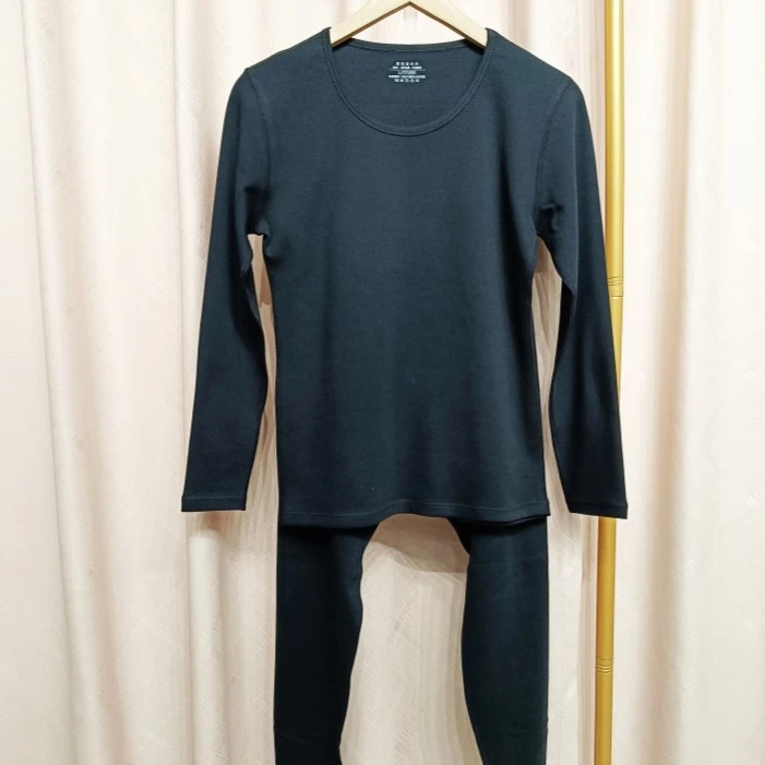 秋冬女士圆领磨毛棉质保暖套装柔软亲肤舒适冬季加绒保暖内衣女款