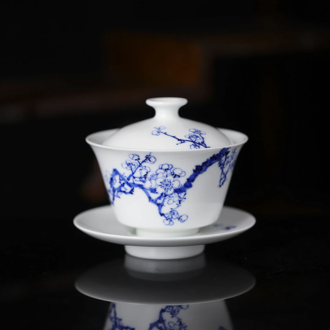 自慢堂--青花梅花盖碗