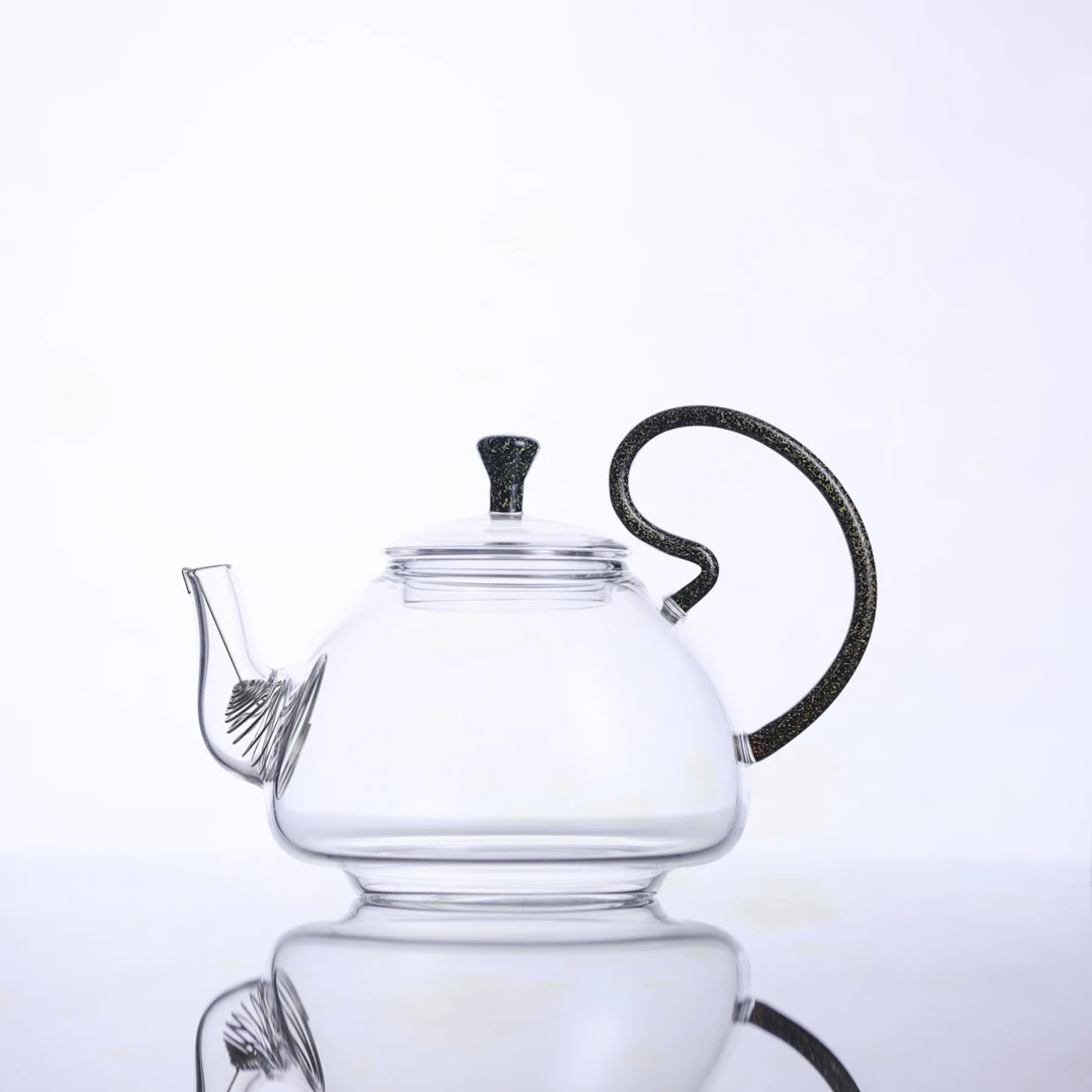 自慢堂--小花茶壶黑亮片220cc