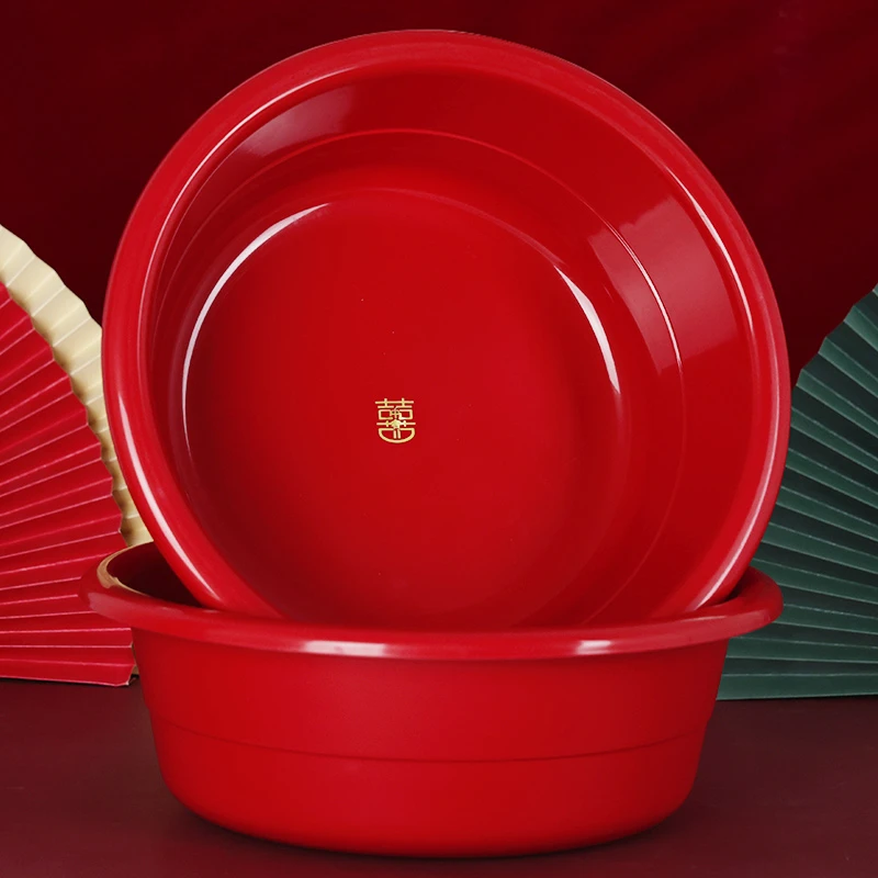 陪嫁红色脸盆一对新娘出嫁喜盆婚庆嫁妆婚礼洗脸盆子结婚用品大全