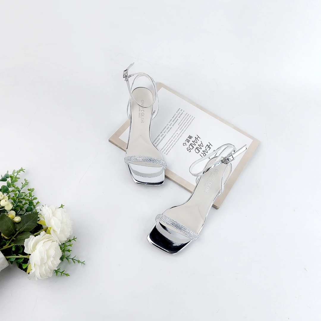 火爆夏季新款时尚百搭水钻高跟性感气质中跟凉鞋-10790