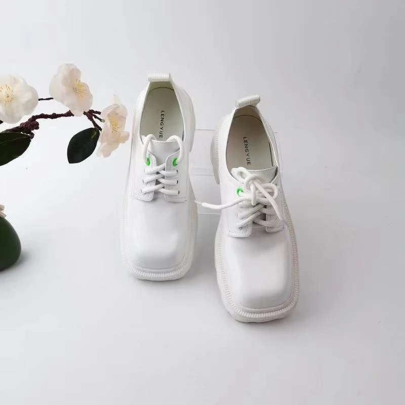 2023春季新款时尚方头系带厚底舒适高端轻奢女休闲乐福鞋6118288