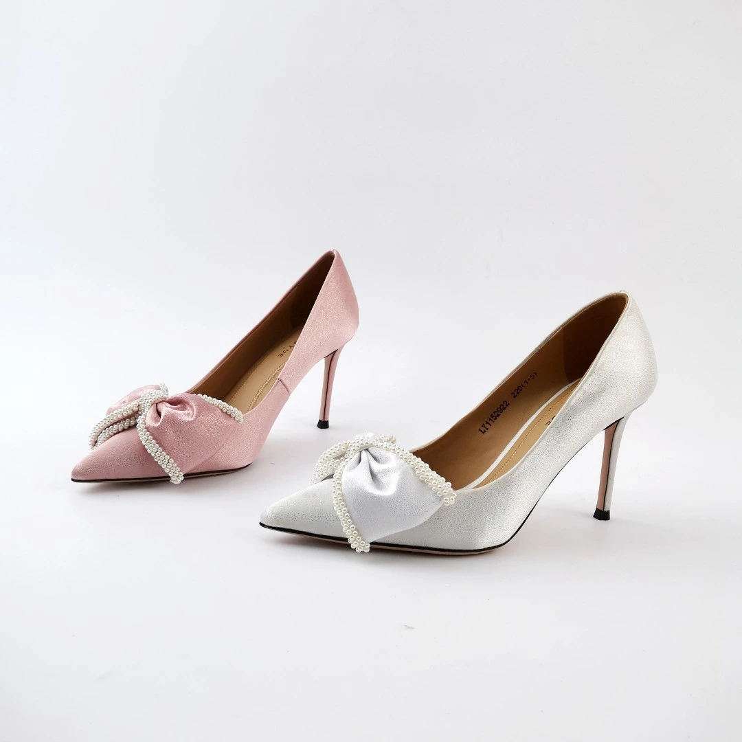 气质高跟鞋2023春季新款蝴蝶结浅口尖头细跟单鞋1152922