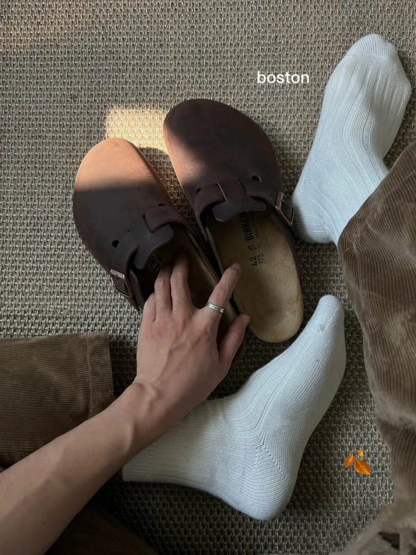 【XH】2024新款疯马皮”软木“鞋床复古百搭疯马皮鞋ins休闲平底韩版