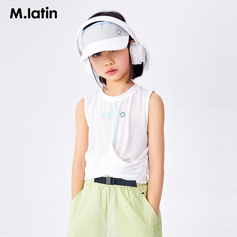 马拉丁童装儿童T恤夏装款女童大童清凉弹力运动针织背心