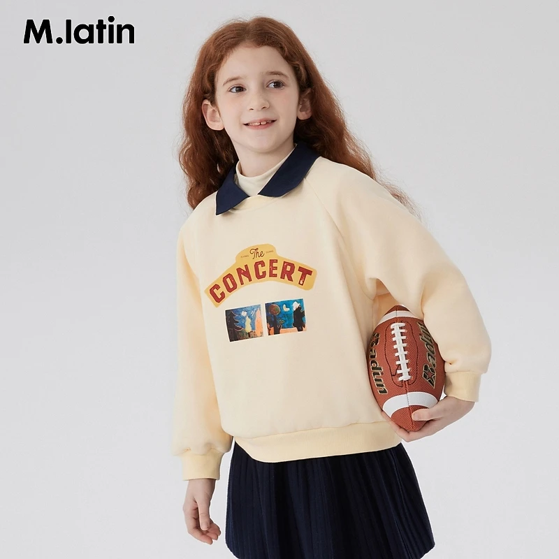 马拉丁童装男女大童假两件卫衣冬季polo领短款卫衣