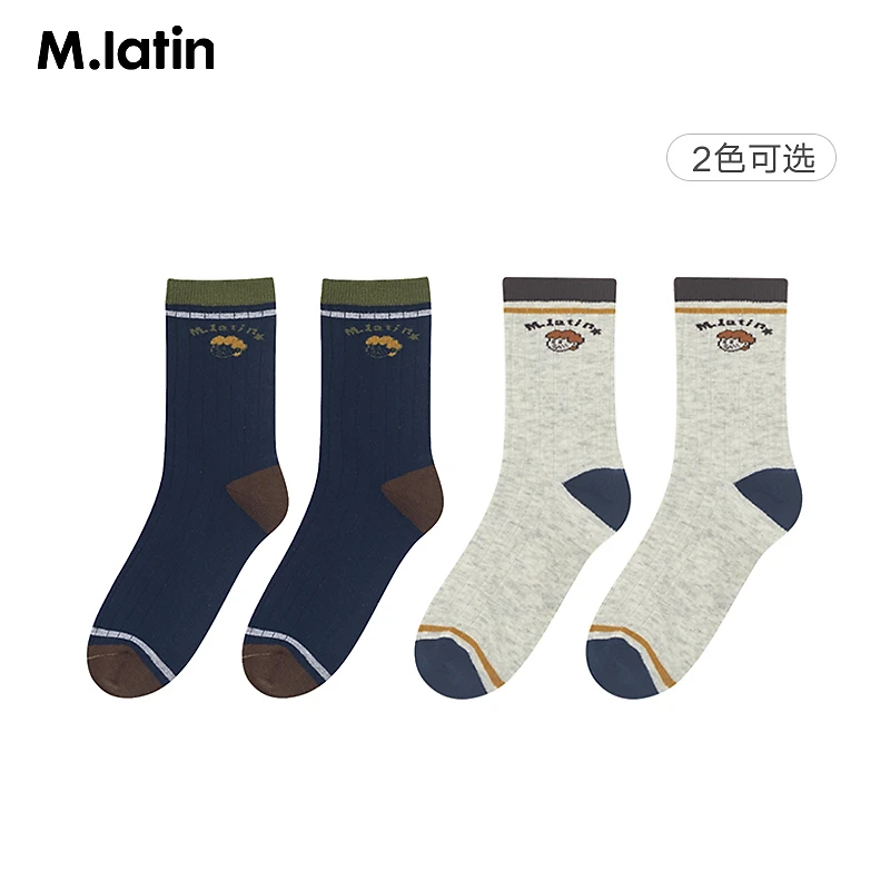 马拉丁童装儿童袜子秋装款男大童精梳棉趣味主题提花中筒袜
