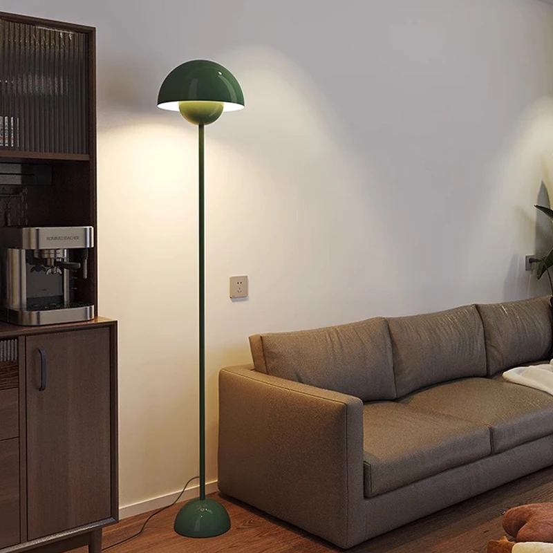 北欧轻奢落地灯墨绿花蕾灯全金属简约客厅卧室书房立式可遥控台灯