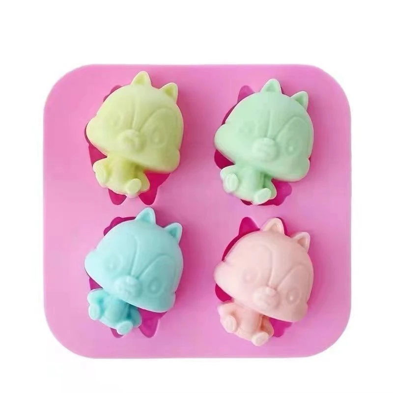 4连花栗鼠硅胶模具手工卡通模