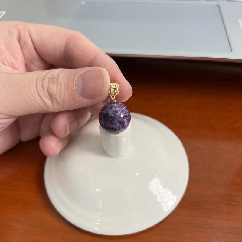 约15mm紫龙晶圆珠吊坠S925银