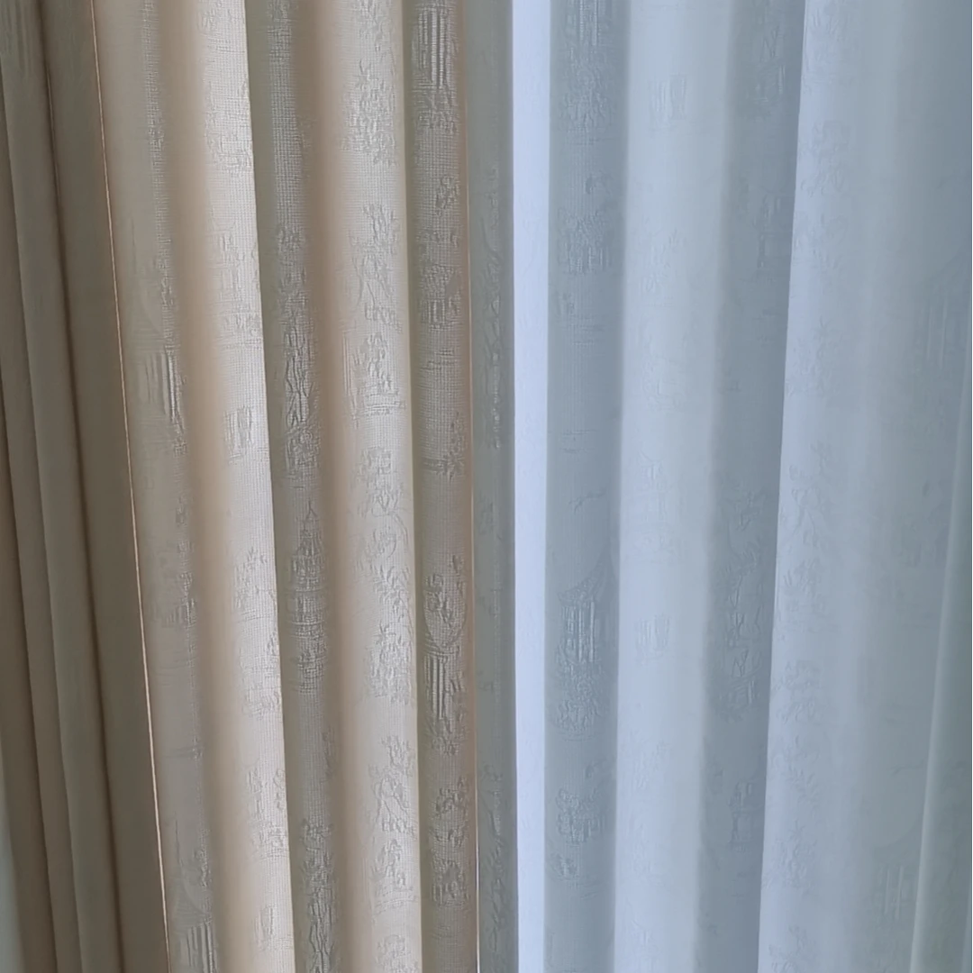 新款提花窗纱（亭台楼阁）