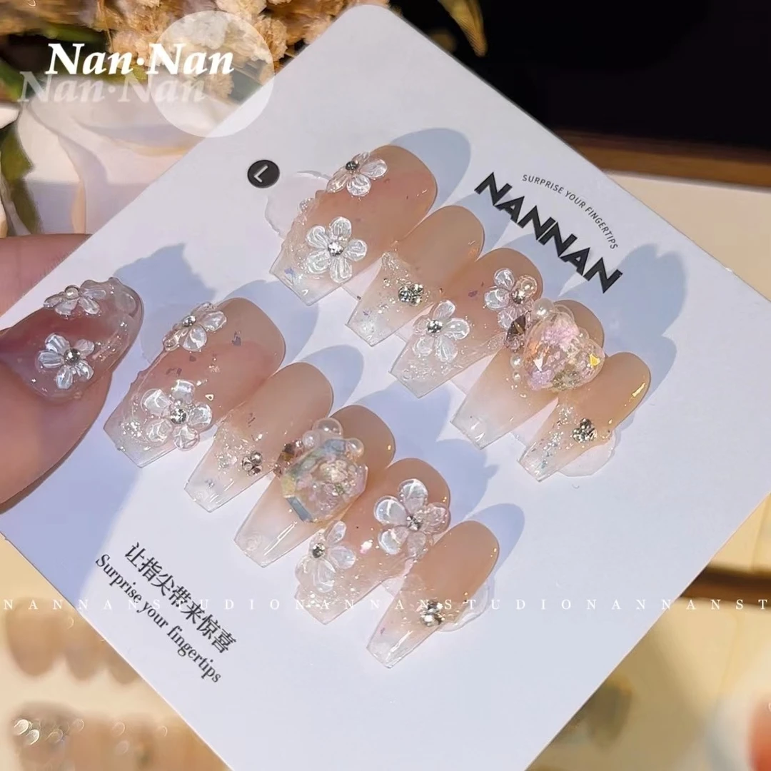 NANNAN【繁花似锦】设计师限定款手绘五瓣花纯欲高级手工穿戴甲H213