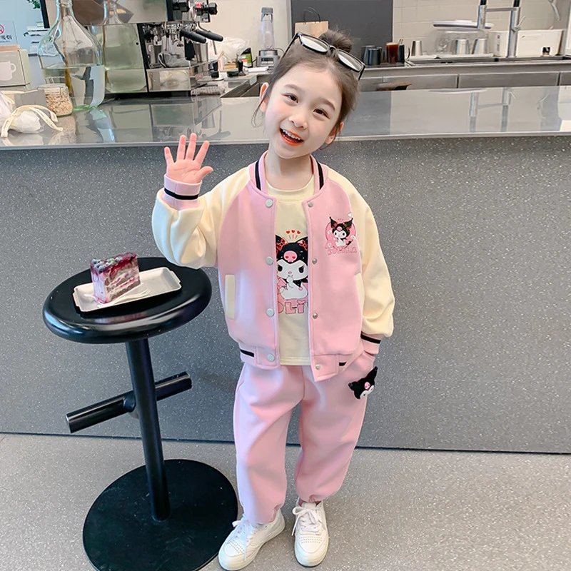 女童库洛米休闲棒球服运动套装春秋季新款儿童秋款外套洋气两件套