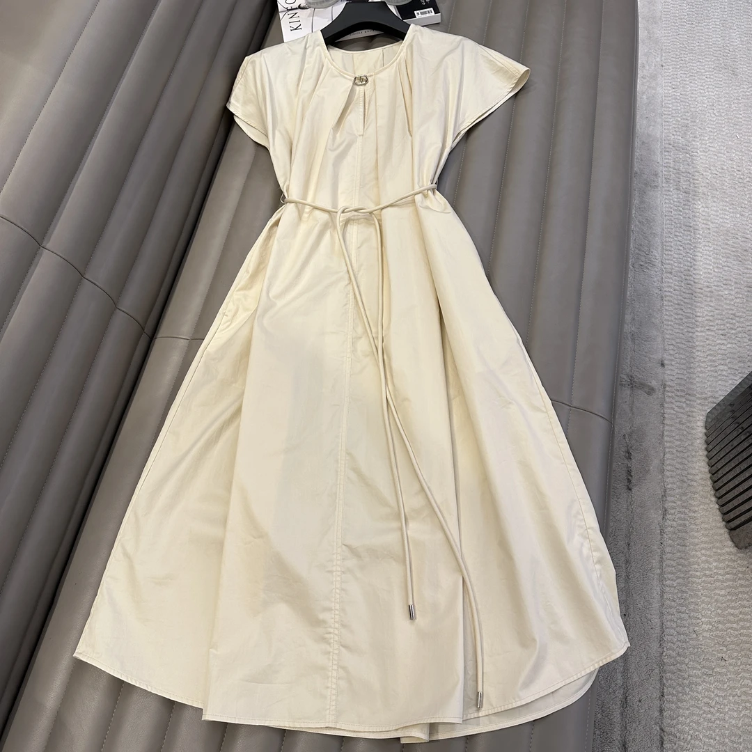 JESSICA WUH系列高质感舒适亲肤进口匹马棉猪鼻扣连衣裙JY02008