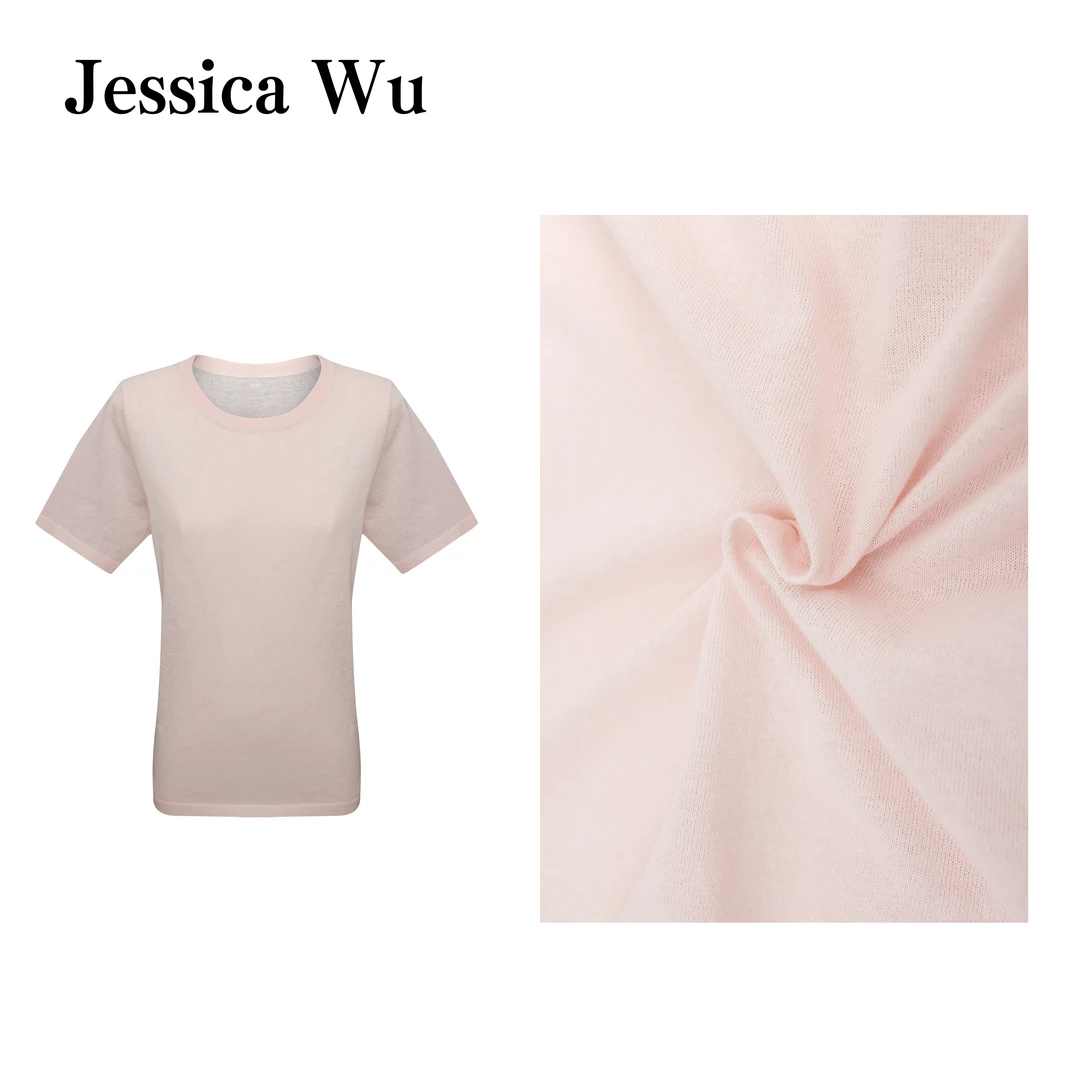 旦旦夏日清新色系极简风透气舒适基础款百搭棉麻短袖T恤245911001