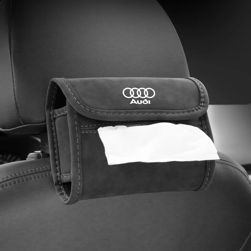 翻毛皮奥迪适用汽车纸巾盒包车载用品改装车内A4L A6L Q3 Q5L Q7