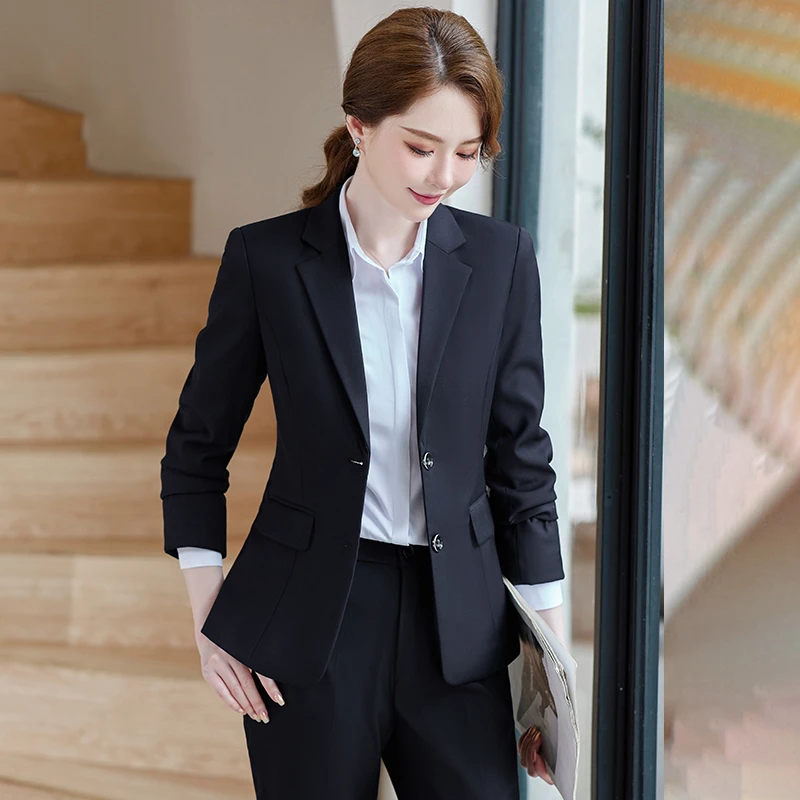 西装套装女大学生面试气质职场秋冬职业正装高端酒店前台工作服