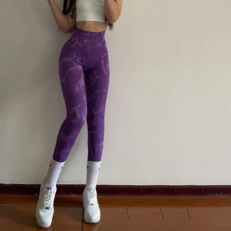 欧美提臀蜜桃健身裤女跑步运动训练紧身无尴尬瑜伽裤撸铁长裤九分