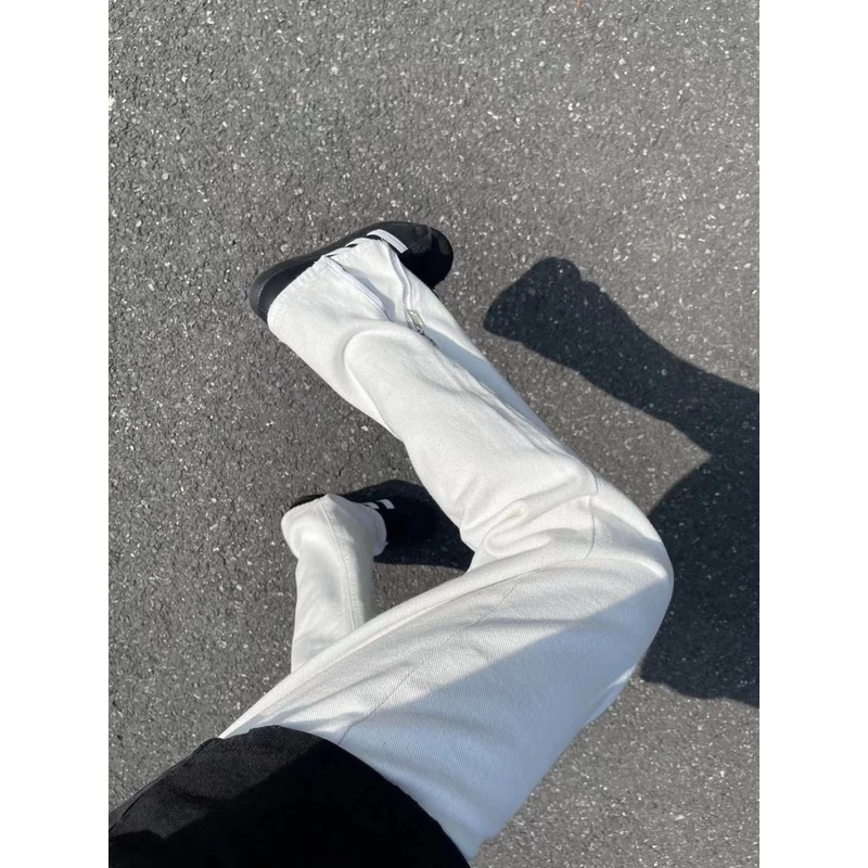 LEFT7牛仔裤美式复古高街水洗cleanfit男修身显瘦直筒牛仔裤男款