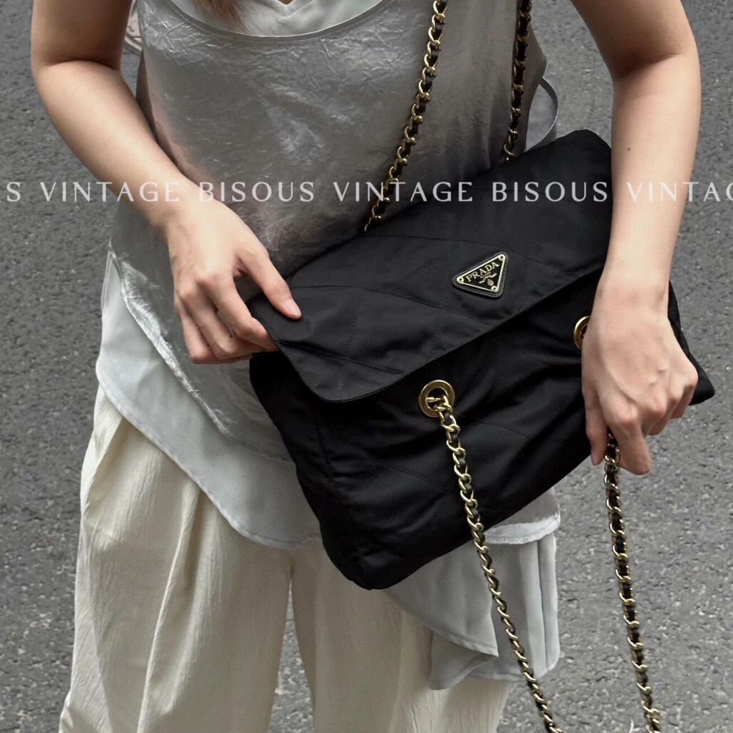 95新 Prada/普拉达 黑色 尼龙 降落伞 单肩包
