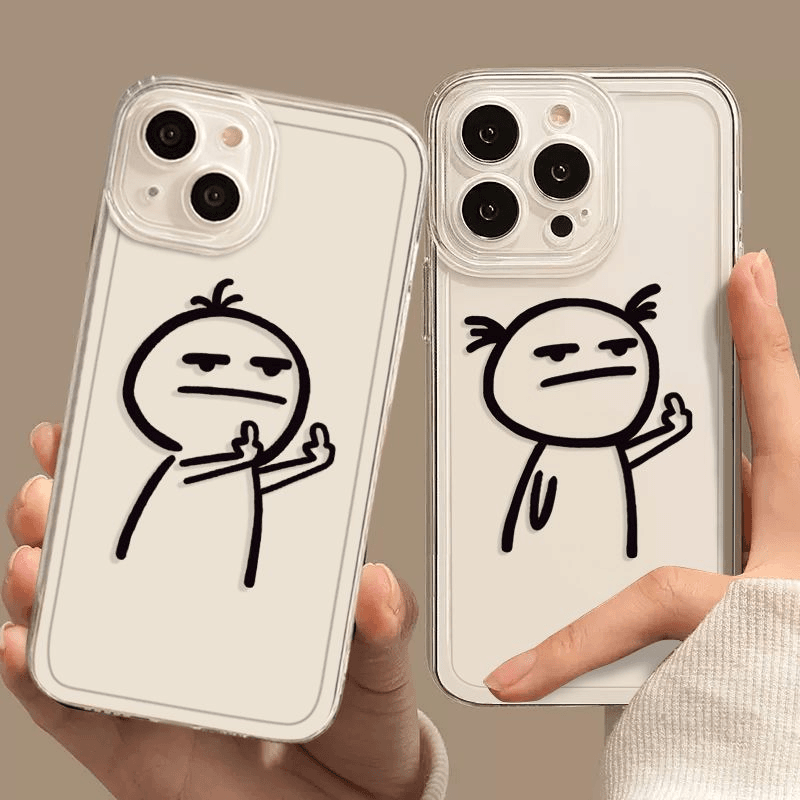 双手竖中指苹果15proamx适用太空壳iPhone12/13/14全包软壳手机壳