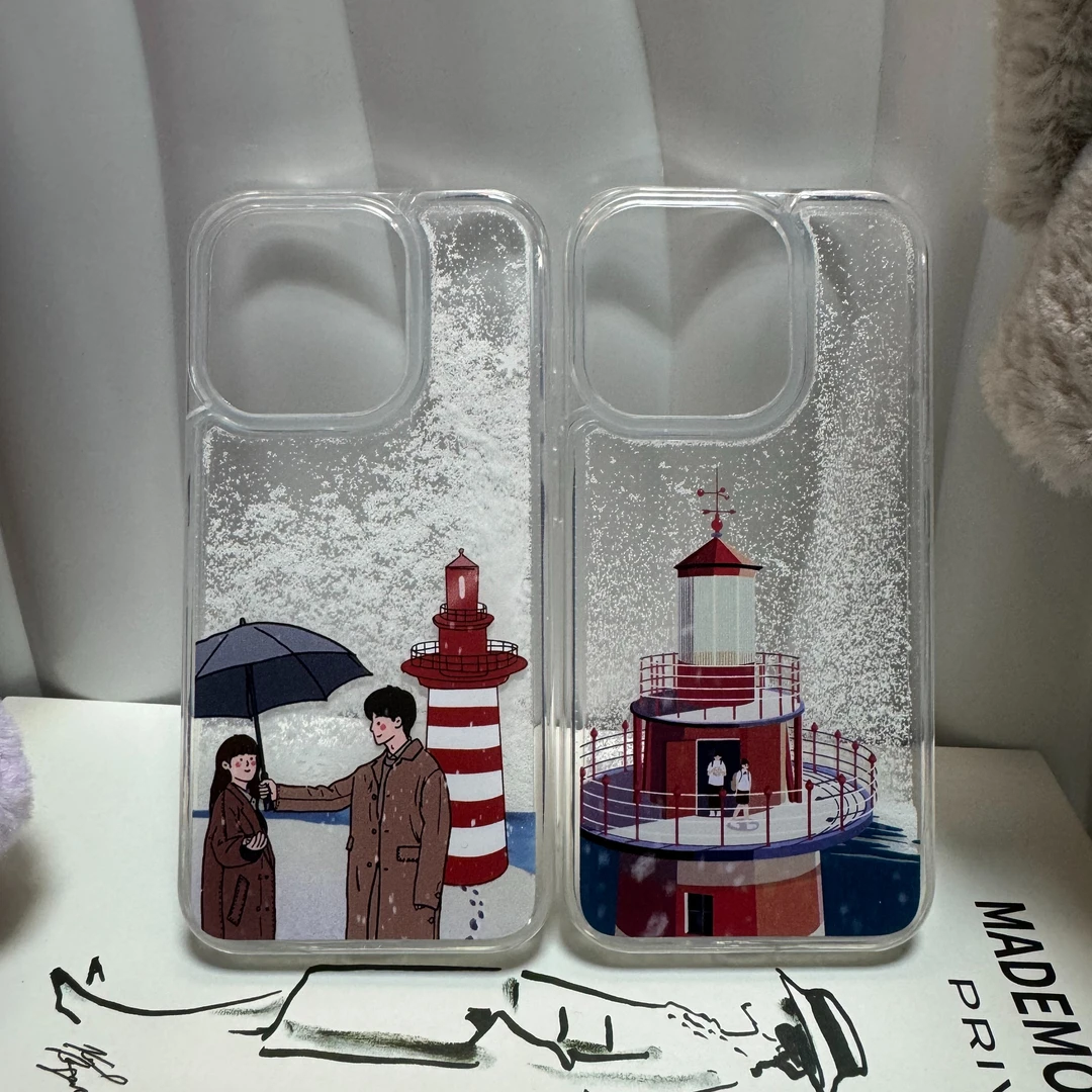 流沙壳张万森下雪啦苹果15promax手机壳iPhone14情侣13新款12软11