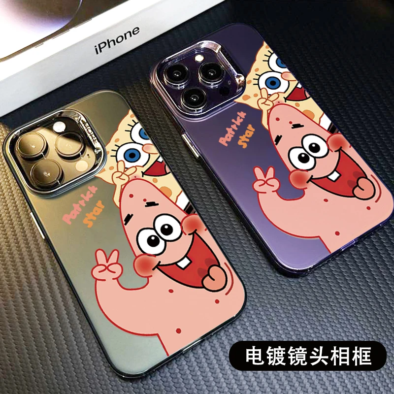 比耶派大星苹果15/14promax电镀框手机壳高级iPhone13/12全包11