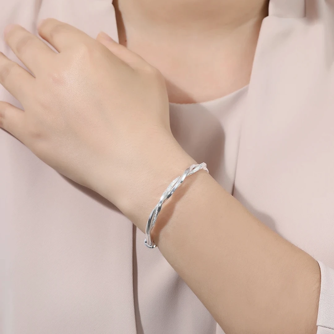 足银手镯  莫比乌斯银手镯女999纯银正品轻奢可调节银镯子A18