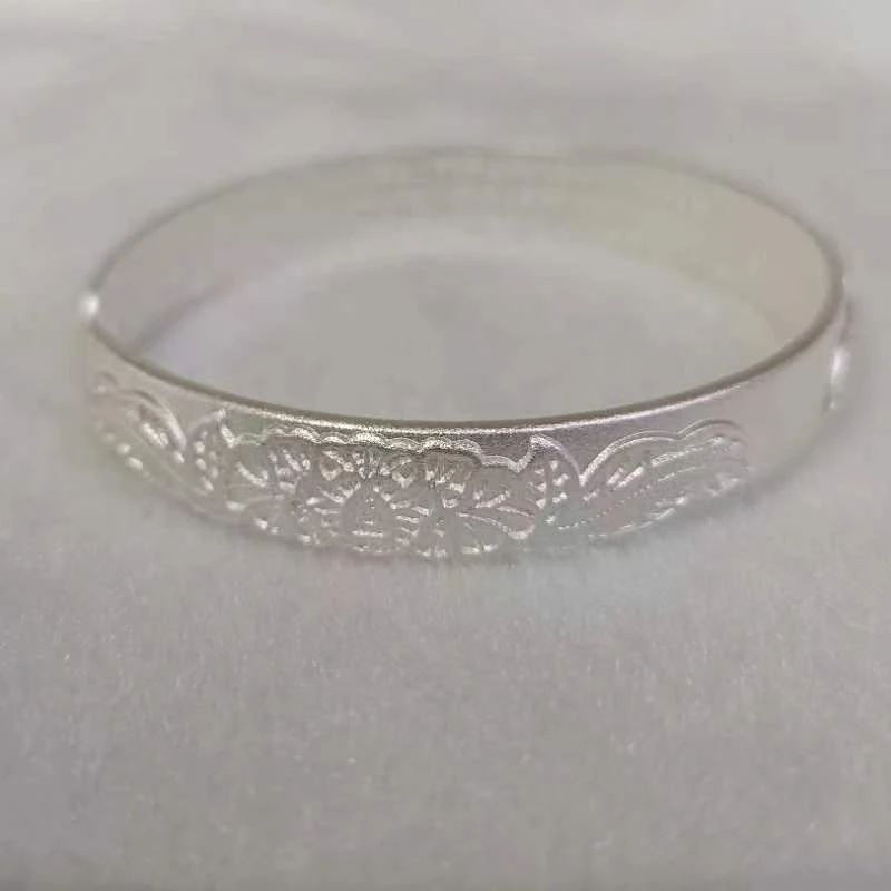 足银手镯 999.9足银牡丹心经开口可调节手镯A22